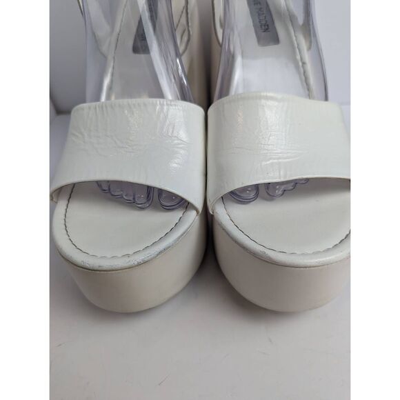 Steve Madden Jordana white leather chunky platform sandal heels women's 11 - Picture 8 of 9
